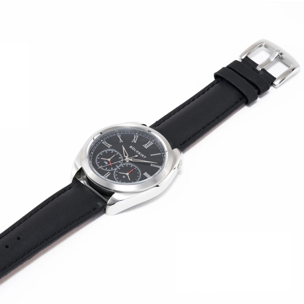 Bolvaint Aurelius Mens Watch Stainless Quartz Black Black Leather Watches - Picture 9 of 12